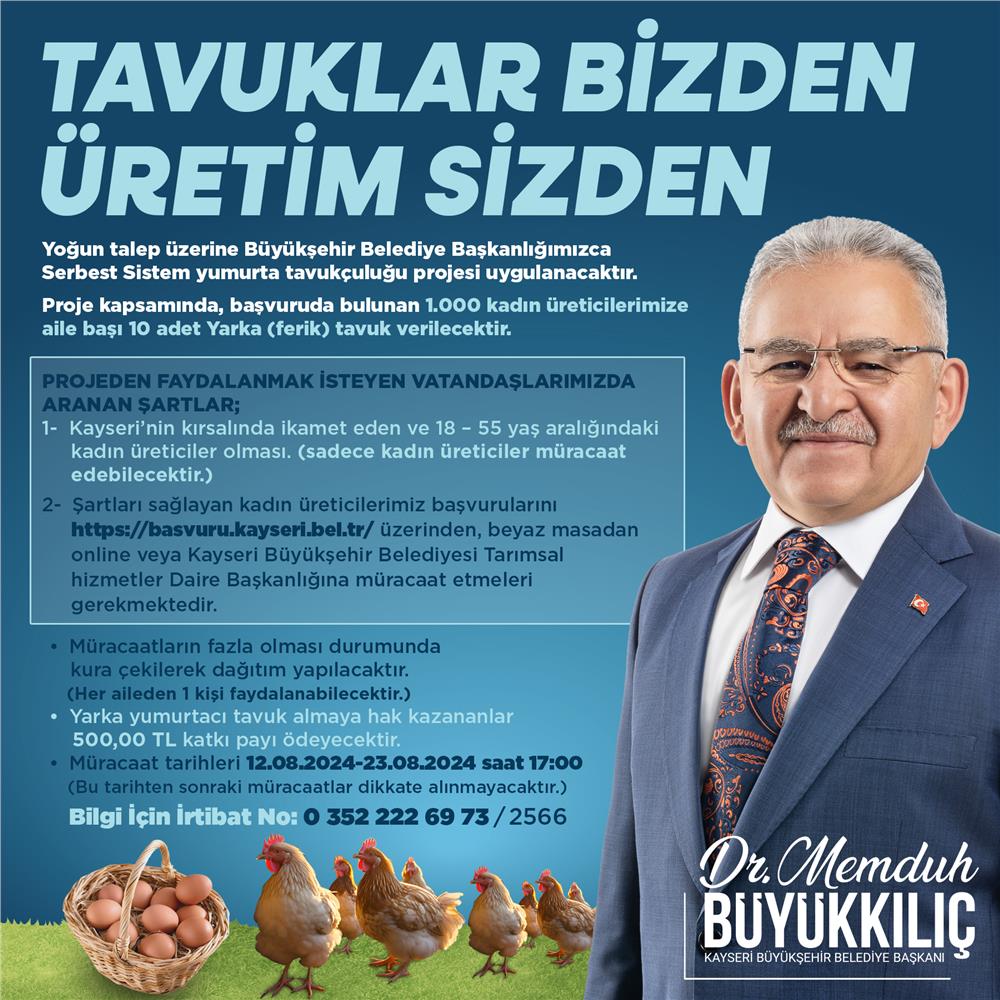 Büyükşehir'den 'Tavuklar Bizden Üretim Sizden' kampanyası Büyükşehir'den 'Tavuklar Bizden Üretim Sizden' kampanyası