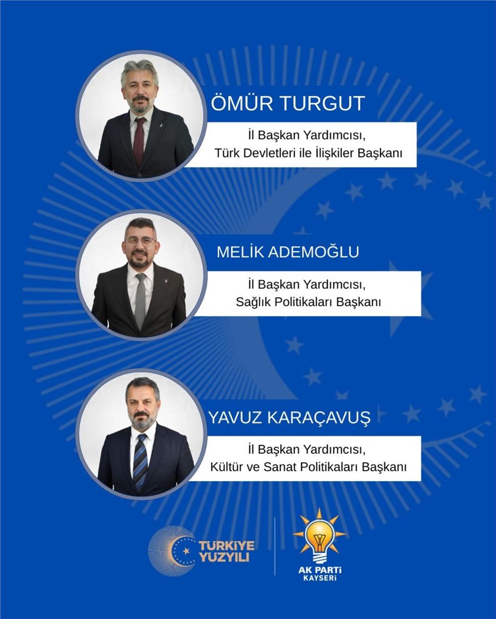 AK Parti Kayseri'de 3 isme yeni görev verildi