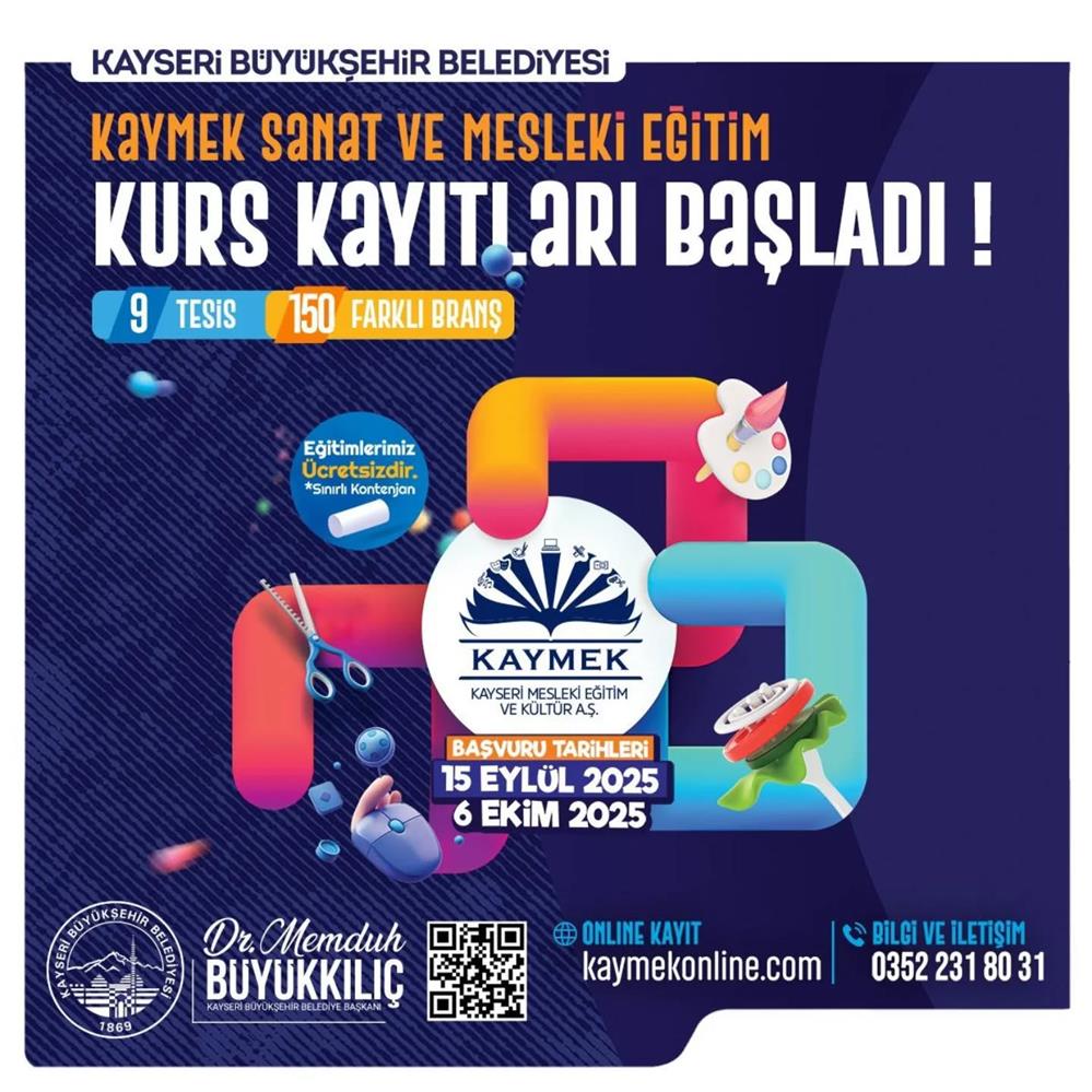 KAYMEK Sanat ve Mesleki Eğitim kurs kayıtları başladı KAYMEK Sanat ve Mesleki Eğitim kurs kayıtları başladı