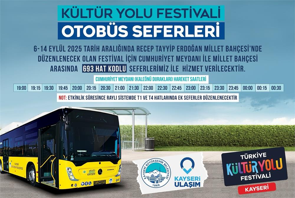 Kayseri'deki Kültür Yolu Festivali'ne ulaşım ve ücretsiz müze desteği Kayseri'deki Kültür Yolu Festivali'ne ulaşım ve ücretsiz müze desteği
