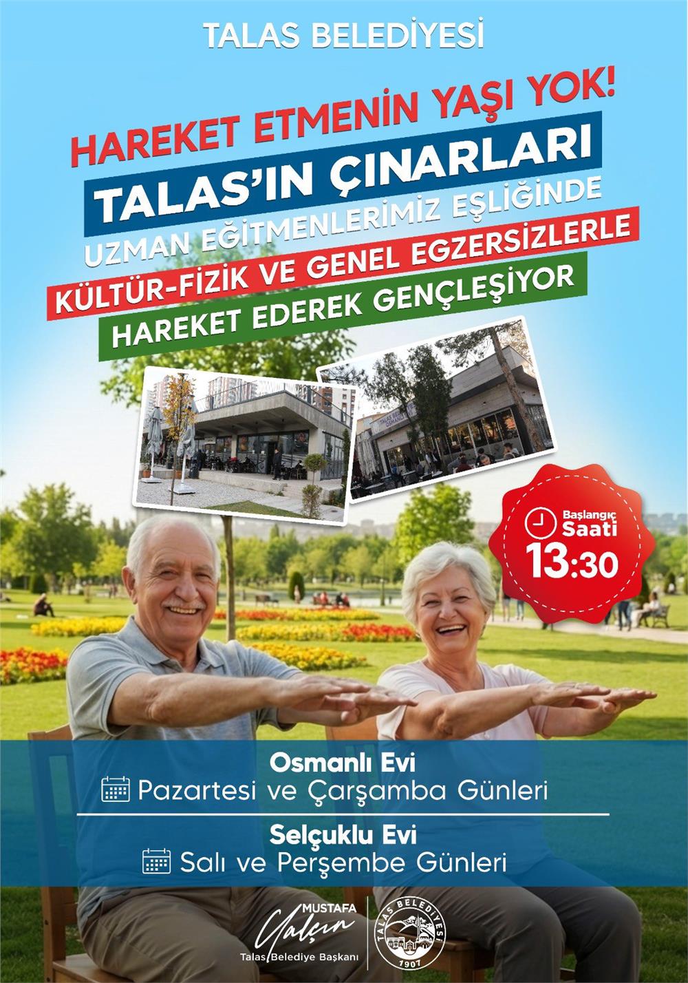 Talas'ın Çınarları sağlıklı yaşam için egzersiz yapacak