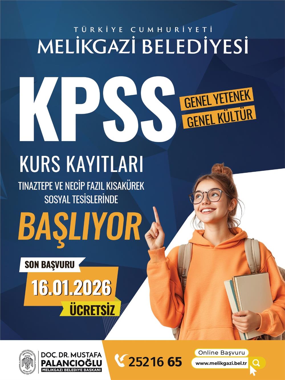Melikgazi Belediyesi'nden KPSS'ye hazırlık kursu