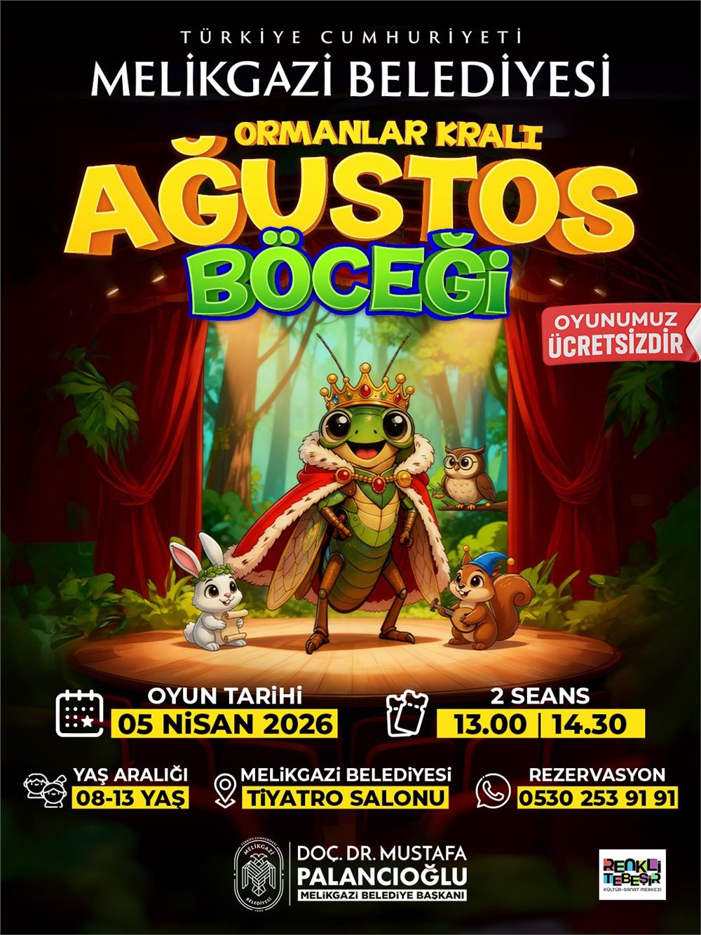 Melikgazi'de tiyatro perdeleri minik sanatseverler için açılıyor