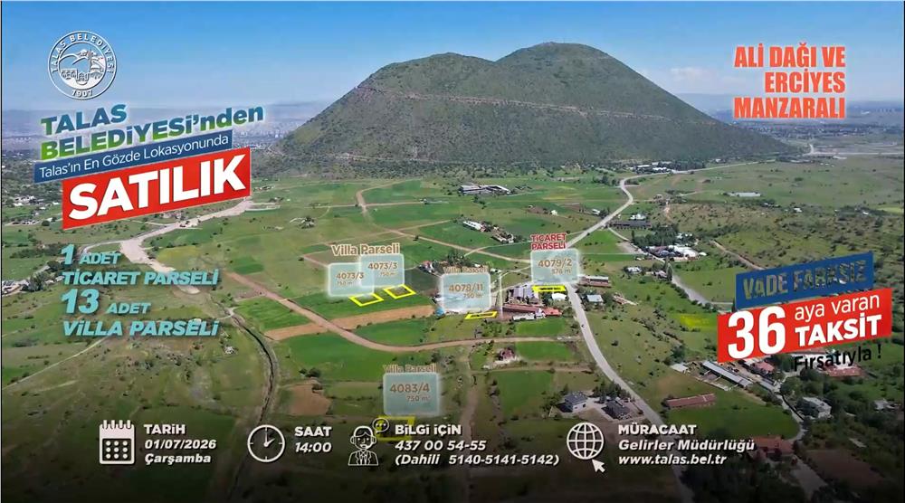 Talas'ta konut, ticaret ve villa arsa fırsatı bir arada