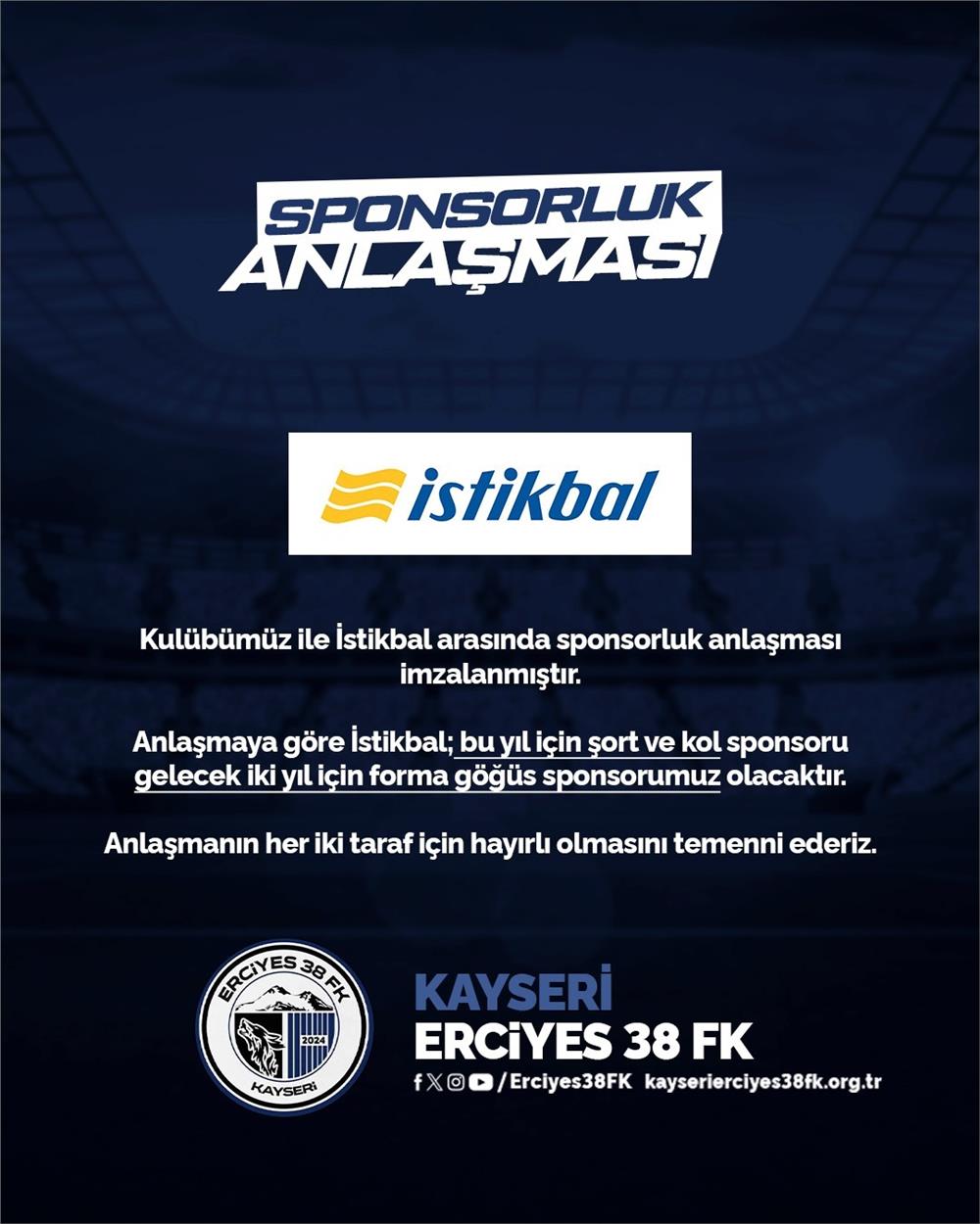 İstikbal, Erciyes 38 FK'ya sponsor oldu